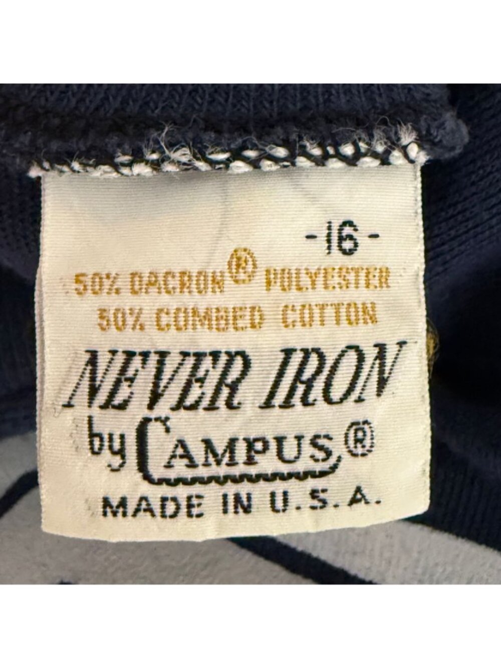 Vintage 1960s/70s Kids Navy Blue Jersey T-Shirt, Number 19, Never Iron by Campu - Picture 7 of 7